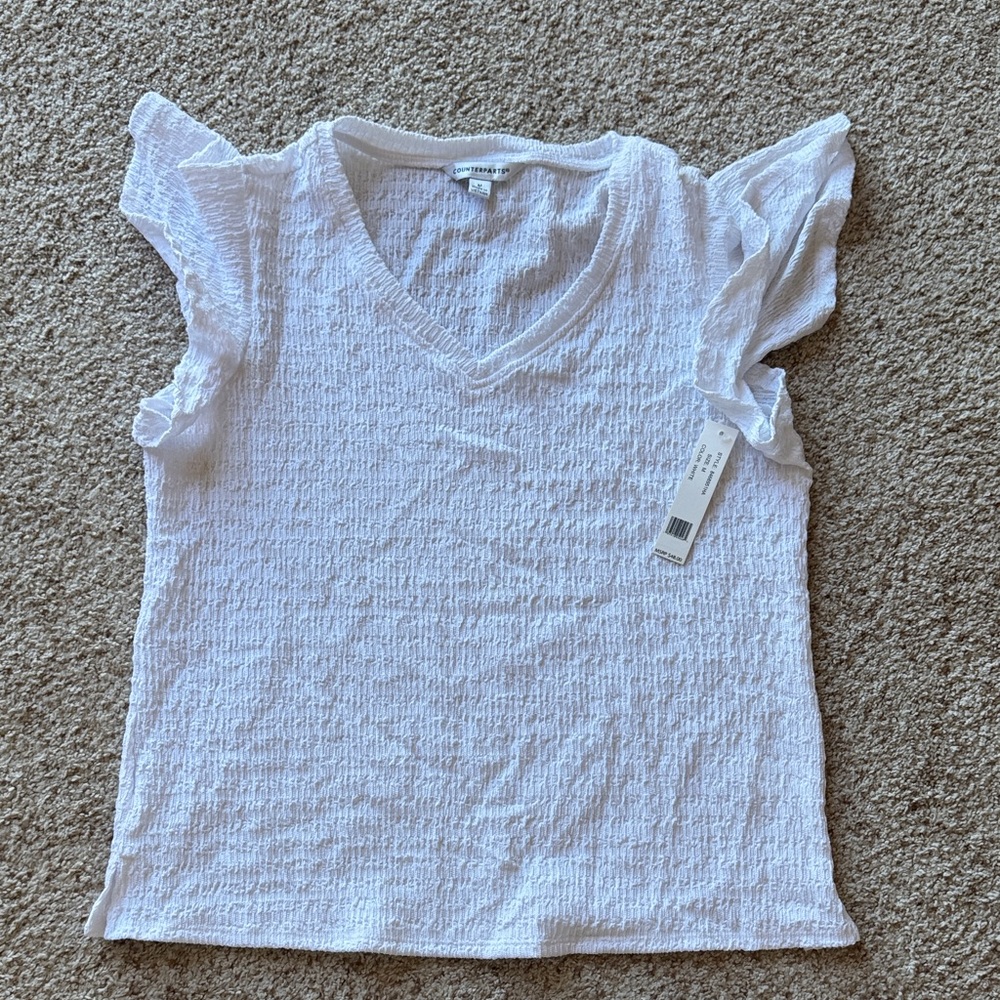 Counterparts White Textured Short Sleeve Top